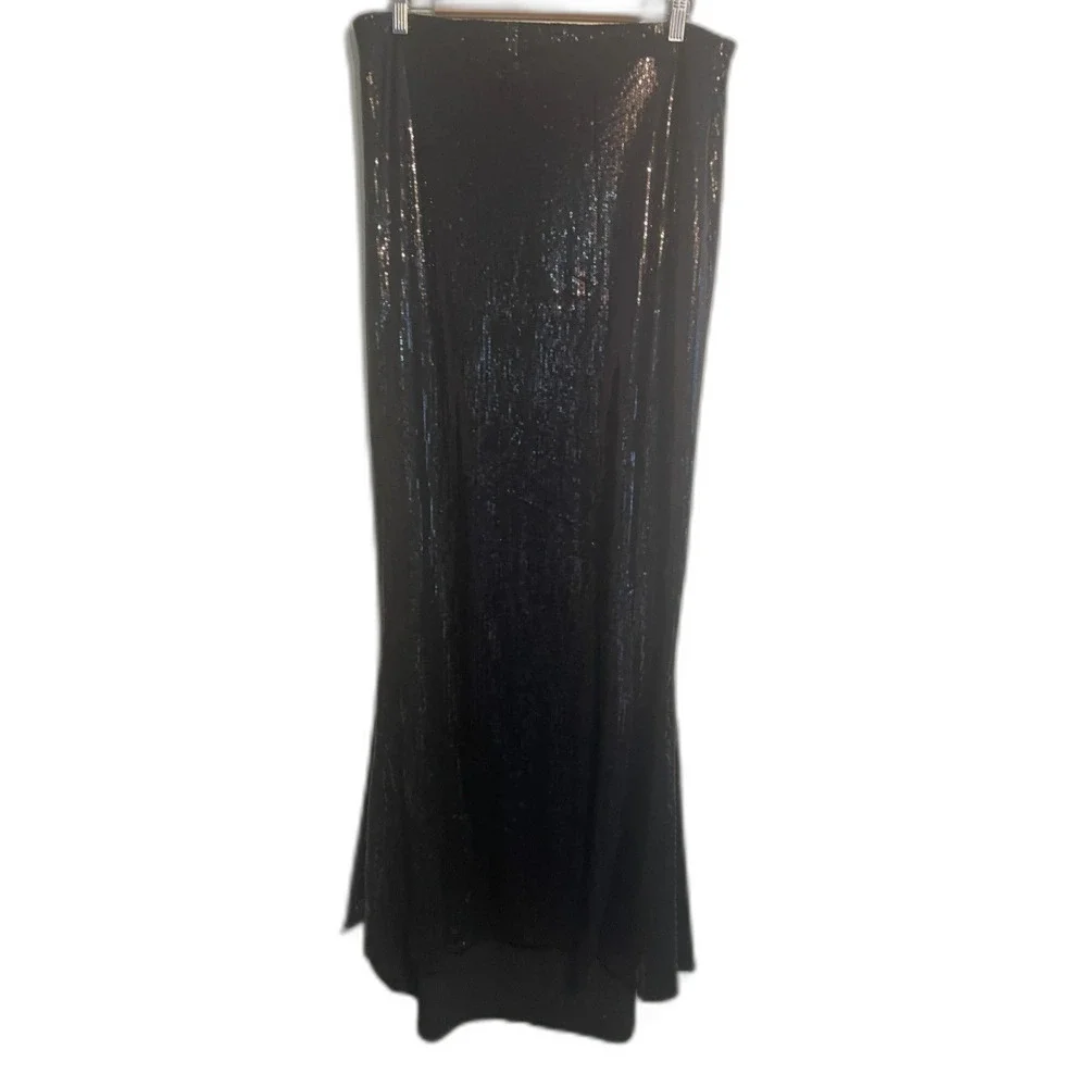 Michael Costello Long Full Sequin Formal Maxi Skirt in Black Women's Size XL 16 - Picture 6 of 11